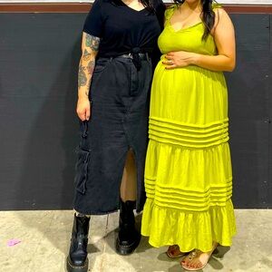 Green strap maxi dress